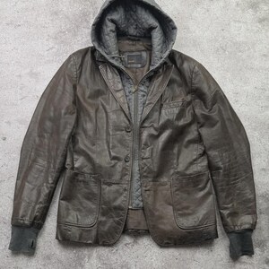 Veste en cuir délavé vintage