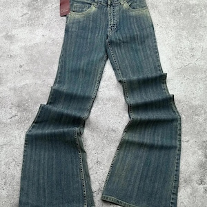 Vintage Faded Striped Flare Jeans