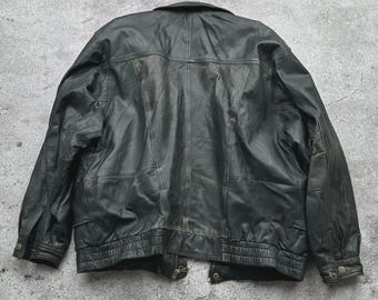 Vintage Faded Leather Jacket - Etsy