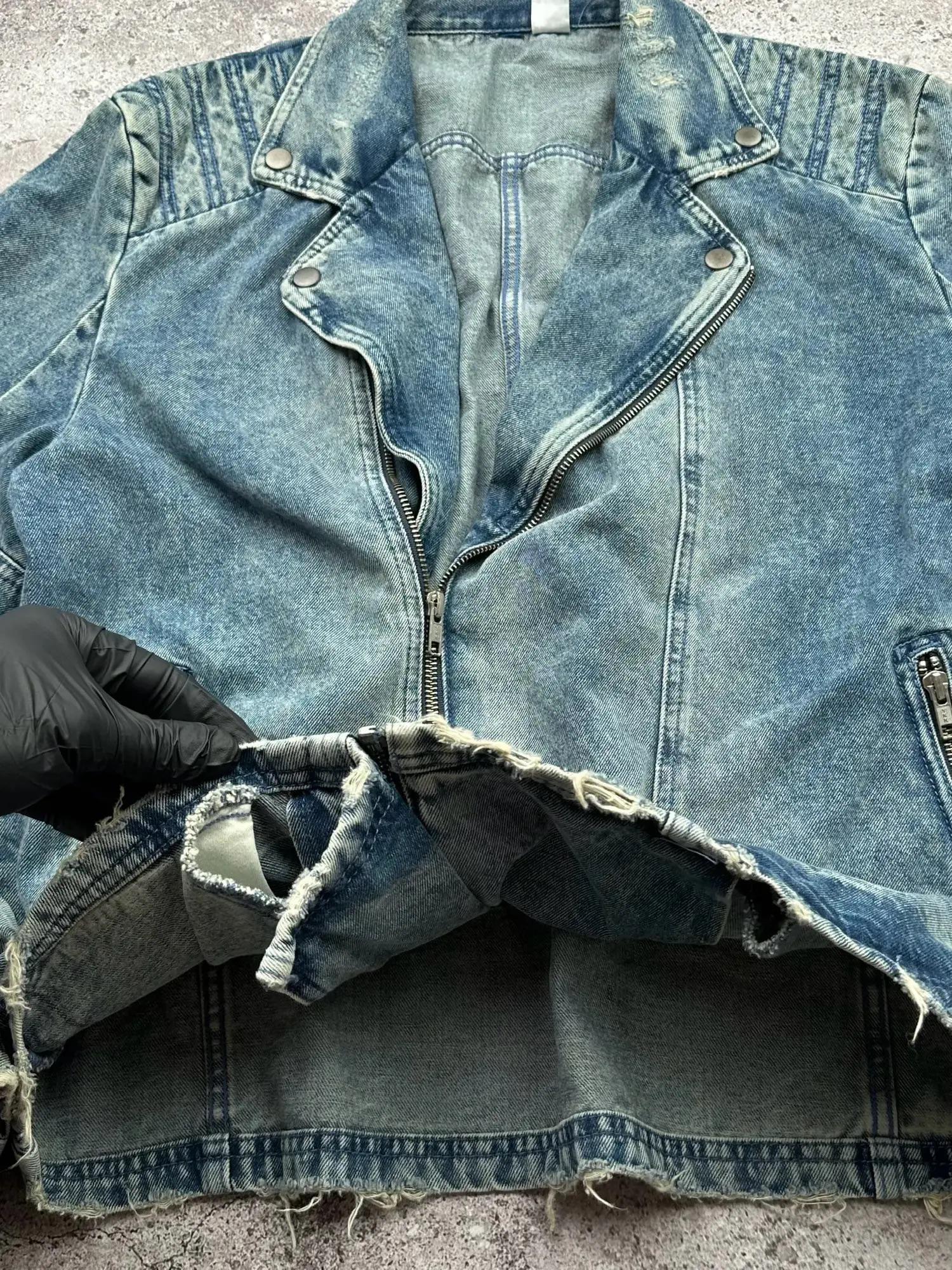 ヴィンテージ風ダメージ加工デニムジャケット - 日本 DENIM STUDIO 