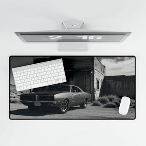 1970 Dodge Challenger R/T Desk Mat: Vintage Muscle Car, Man Cave Decor