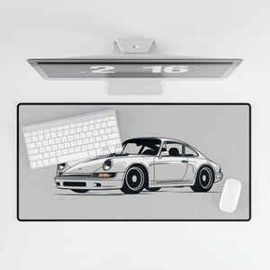 Porsche 993 Desk Mat: Vintage Sports Car Mousepad