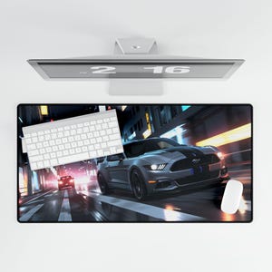 Ford Mustang bureaumat, autoliefhebber muismat, levendig kantoordecor, gepersonaliseerde auto-accessoires, cadeau American Muscle Car, hard rijdende sportwagen