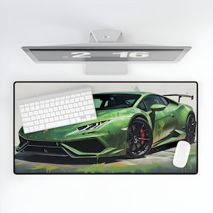 Tappetino per mouse Lamborghini Huracan verde: tappetino da scrivania per verniciatura auto