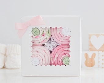 Baby Girl Gift Box, Baby Shower Gift Basket, Unique Baby Gift, New Baby Gift Set New Mom Gift, Baby Receiving Blanket Cupcakes