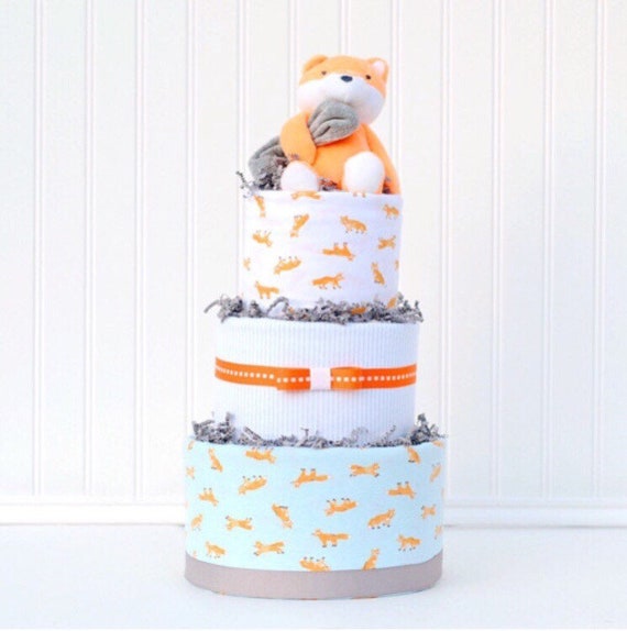 Fox Diaper Cake Woodland Animal Baby Shower Decor Fox Baby Shower Fox Diaper Cake Woodland Animal Baby Shower Decor Fox Baby Shower