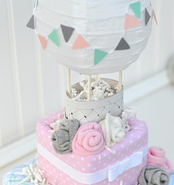 Diaper Cake Up And Away Shower Hot Air Balloon Baby Shower Diaper