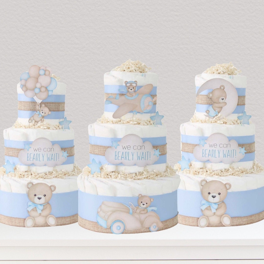 Teddy Bear Diaper Cake We Can Bearly Wait Baby Shower - Etsy