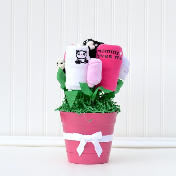 Unique Baby Shower Gift Girl Pink Black Panda Baby Girl Gift Set By