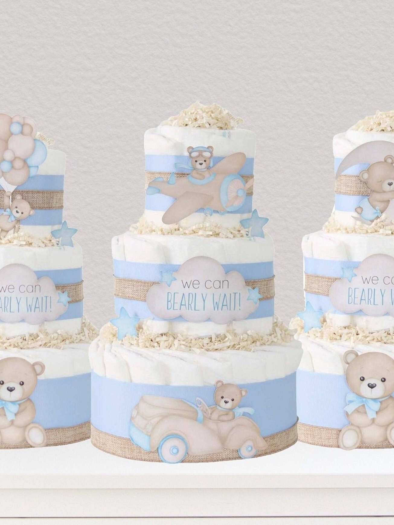 Teddy Bear Diaper Cake, We Can Bearly Wait Baby Shower Decoration, Baby ...