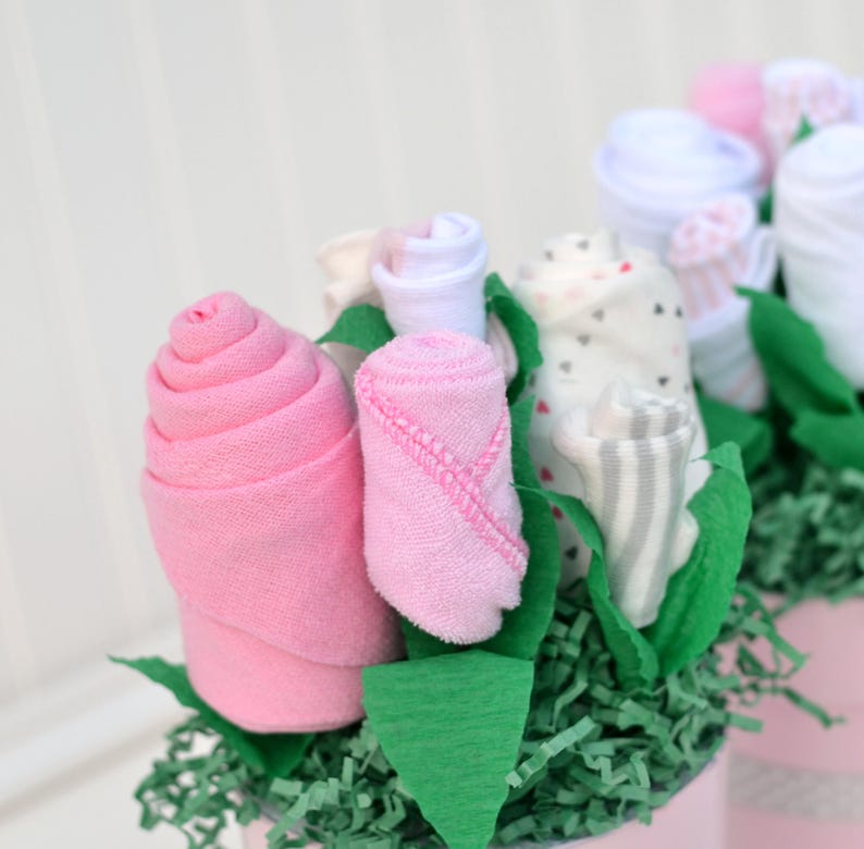 Baby Girl Shower Decorations Pink Layette Flower Bouquets Etsy