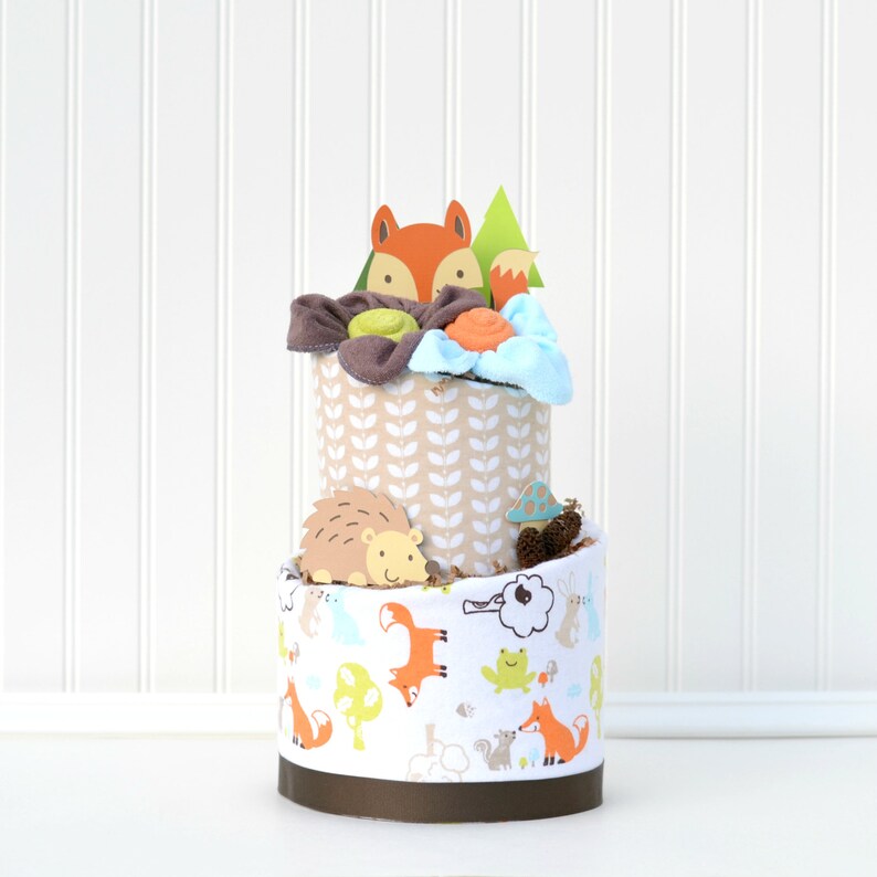 Woodland Diaper Cake Woodland Baby Shower Decorations Fox Etsy