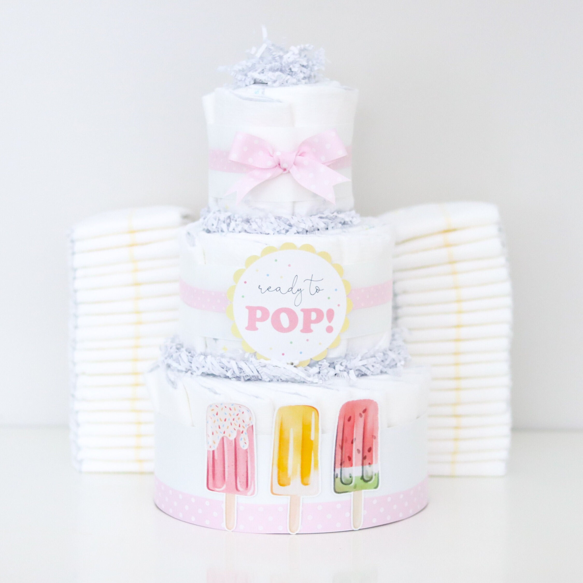 Popsicle Baby Shower Decoration Baby Girl Diaper Cake Ready to Pop Centerpiece Summer Baby Shower Decor Baby Shower Gift