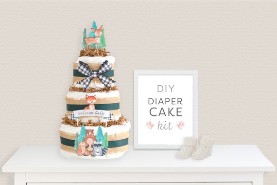 woodland diaper cake kit