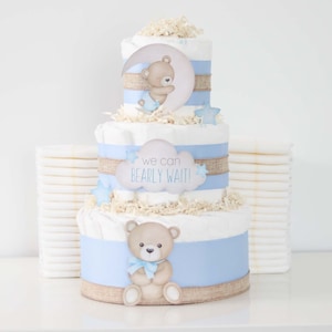 Teddy Bear Diaper Cake, We Can Bearly Wait Baby Shower Decoration, Baby ...