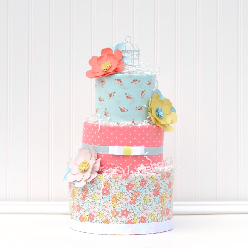 Diaper Cake Girl Floral Baby Shower Decorations Vintage Baby Etsy