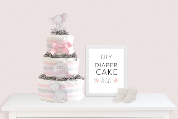 baby girl elephant diaper cake