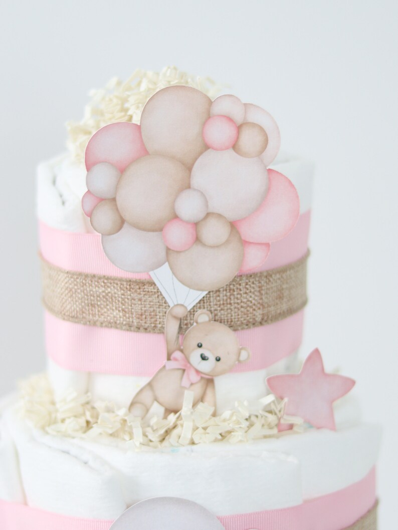 Pink Teddy Bear Diaper Cake, We Can Bearly Wait Baby Shower Decoration ...