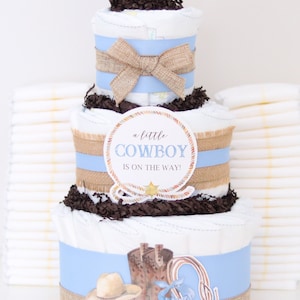 Little Cowboy Diaper Cake, Cowboy Baby Shower Centerpiece, Baby Boy Gift, Little Cowboy Baby Shower Decoration, Western Decor Centerpiece
