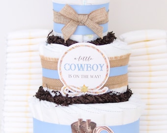 Little Cowboy Diaper Cake, Cowboy Baby Shower Centerpiece, Baby Boy Gift, Little Cowboy Baby Shower Decoration, Western Decor Centerpiece