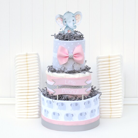 Girl Elephant Baby Shower Decoration Pink Elephant Diaper Cake