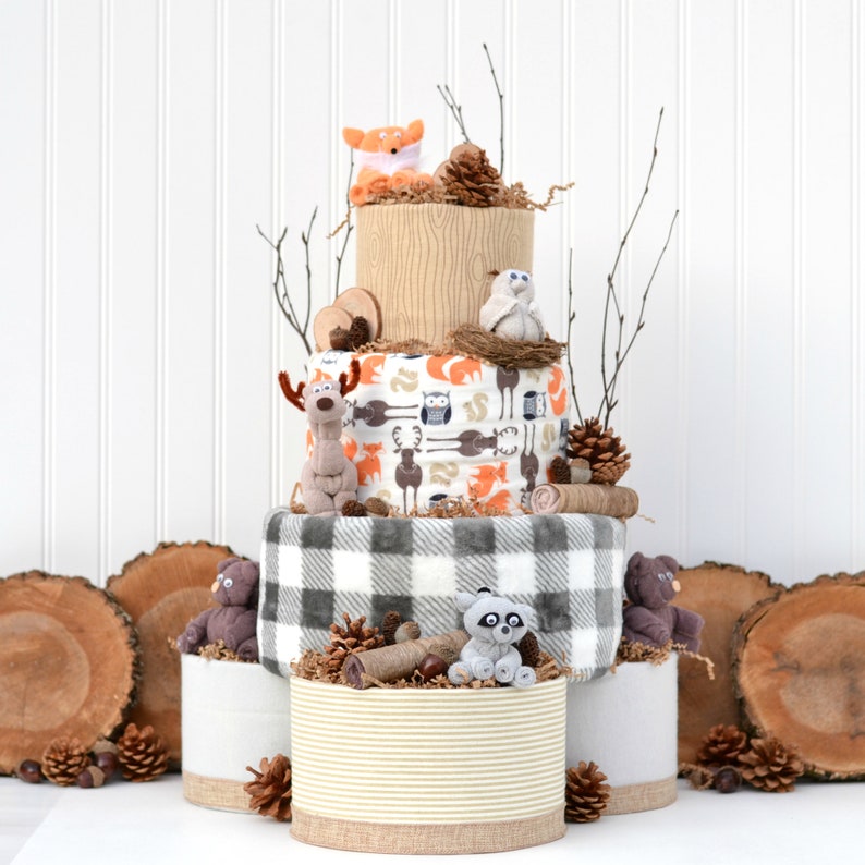 woodland creatures diaper cake diy