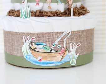 Buy Fishing Diaper Cake, Little Fisherman Baby Shower Decoration