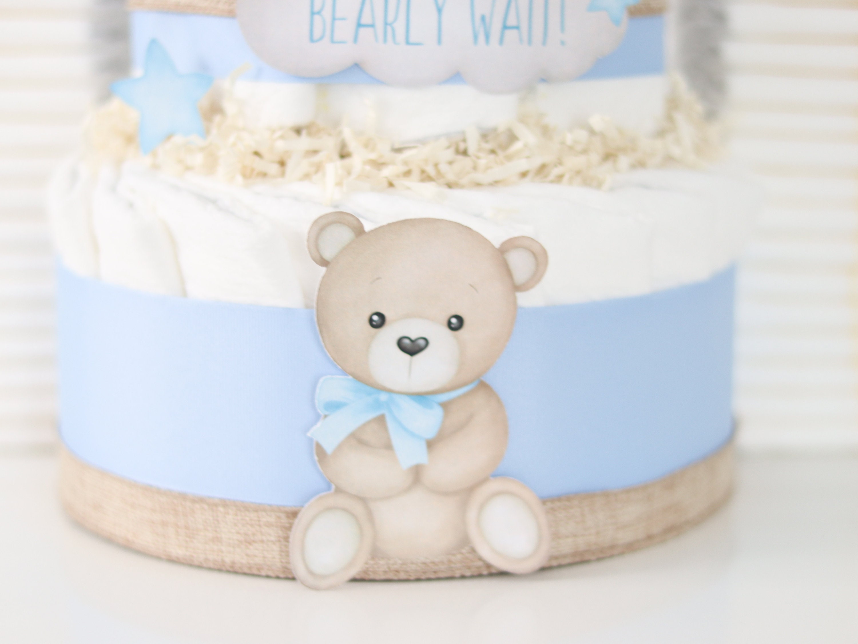 Teddy Bear Diaper Cake, We Can Bearly Wait Baby Shower Decoration, Baby ...