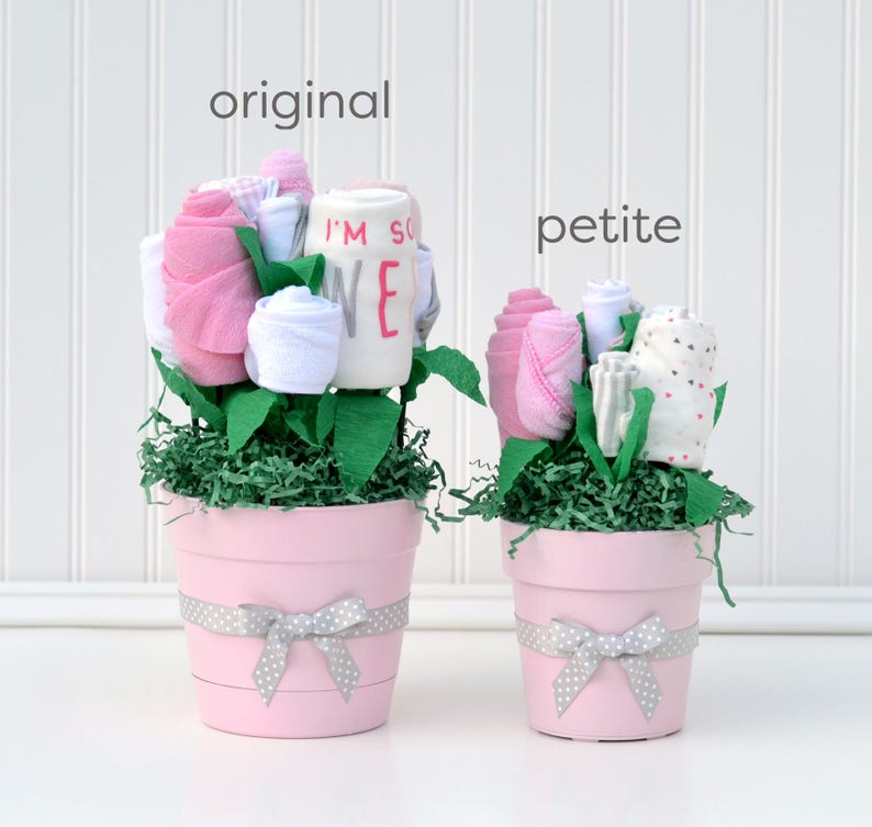 Baby Girl Shower Decorations Pink Layette Flower Bouquets Etsy