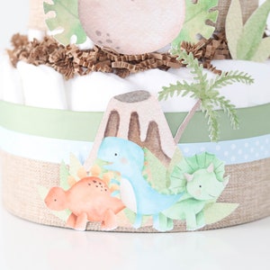 Dinosaur Baby Shower Decoration, Dinosaur Diaper Cake, Baby Boy Diaper Cake, Dino Baby Shower Centerpiece image 4