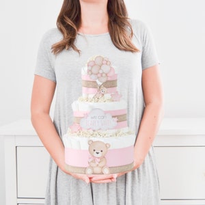 Pink Teddy Bear Diaper Cake, We Can Bearly Wait Baby Shower Decoration ...