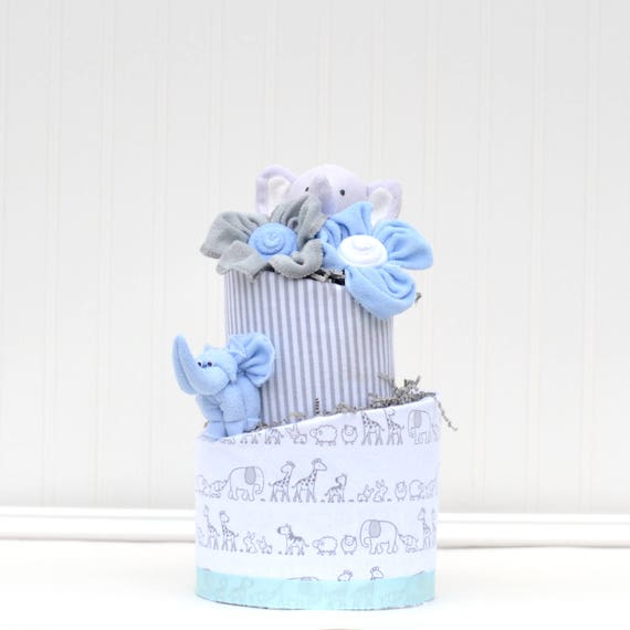 Elephant Diaper Cake Blue Elephant Baby Shower Decor Boy Safari