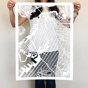 Handgesneden originele kaart Brooklyn, NY, 22 x 30 inch