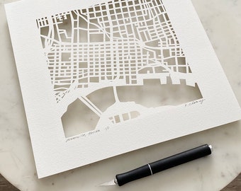 Jacksonville, Florida neighborhood Hand Cut Map, Original Artwork