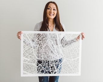 Custom Hand Cut Map Artwork, 11x14, 16x20 or 22x30. APR 2024 completion.