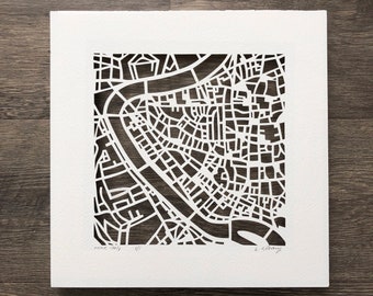 Rome, Florence, Venice, Milan, Capri, Anacapri or Siena, Italy Hand Cut Map Artwork