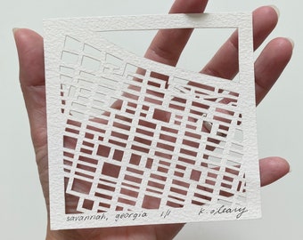 Savannah, Tybee Island, or Athens, Georgia Hand Cut Map Artwork, 4x4