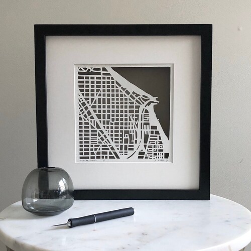 Oak Park, Winnetka, Wilmette, Lake Forest, Aurora, or Arlington Heights, Illinois Hand Cut Map, shops Original Artwork