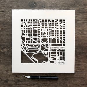 Washington, DC Umgebung handgeschnittene Karte Original Kunstwerk
