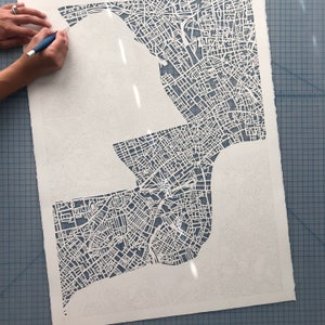 London Hand Cut Map Artwork, 22x30. image 4
