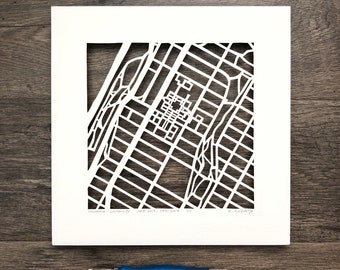 Columbia University Hand Cut Map Original Artwork