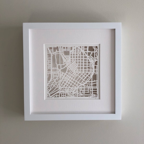 Atlanta, Athens, Savannah, Macon, or Norcross, Georgia Hand Cut Map Original Artwork