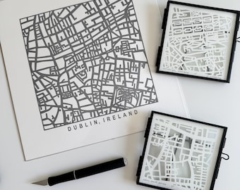 Edinburgh or Glasgow, Scotland Hand Cut Map Artwork, 4x4
