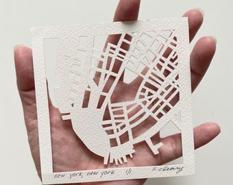 NYC Hand Cut Map Artwork, 4x4