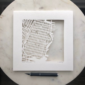 Hoboken, Jersey City, Point Pleasant, Newark, Seaside oder Morristown, NJ Hand geschnittene Karte Kunstwerk