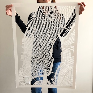 Mapa original de la ciudad de Nueva York cortado a mano, 22 x 30