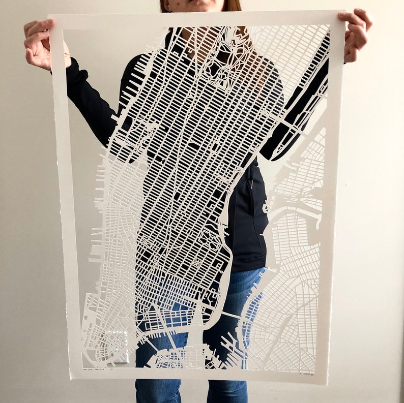 New York City Hand Cut Map Original, 22x30 image 1