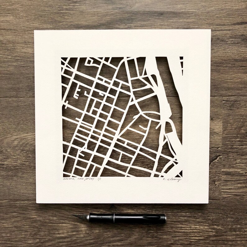 Hoboken, Jersey City, Point Pleasant, Newark, Seaside or Morristown, NJ Hand Cut Map Artwork image 9