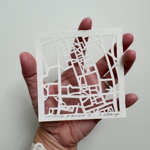 University of Georgia or Georgia Tech, Hand Cut Map Artwork, 4x4