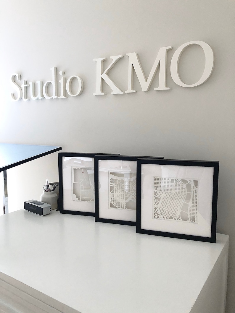 Studio KMO Custom Hand Cut Map, Original Artwork. 10x10. image 7